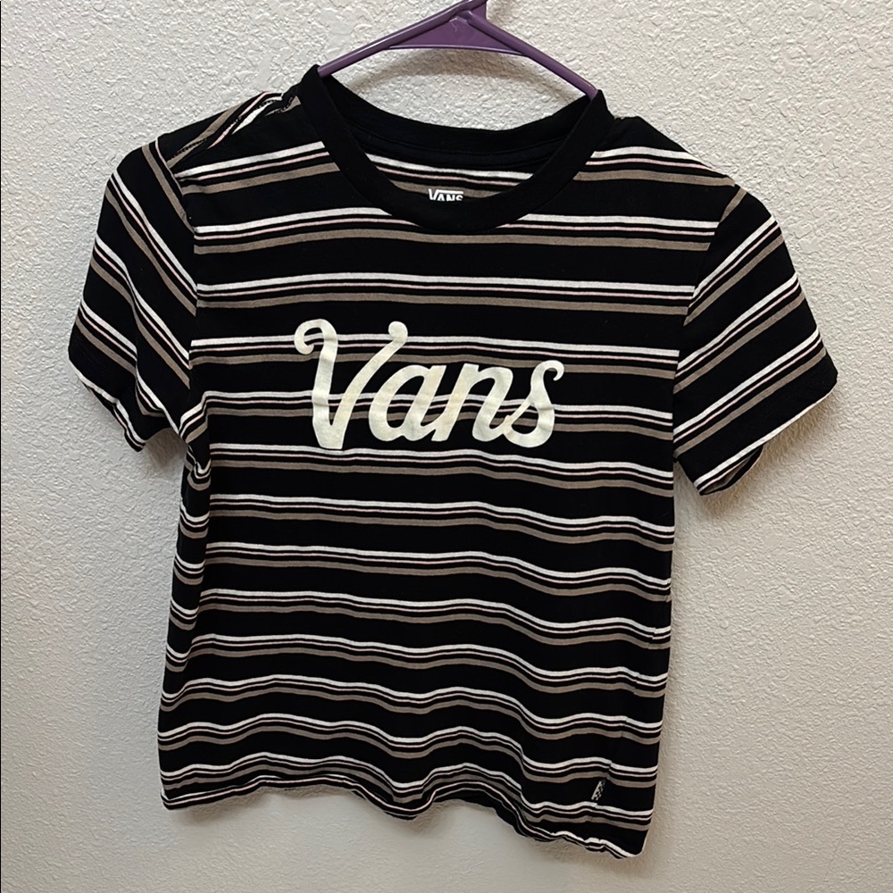 Vans Black and White Striped Short Sleeve Tee